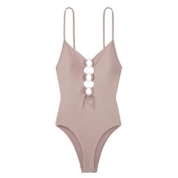 Victoria's Secret Other - NEW Victoria's Secret V-Plunge Ring One-Piece Swimsuit Shimmer Taupe Size Medium